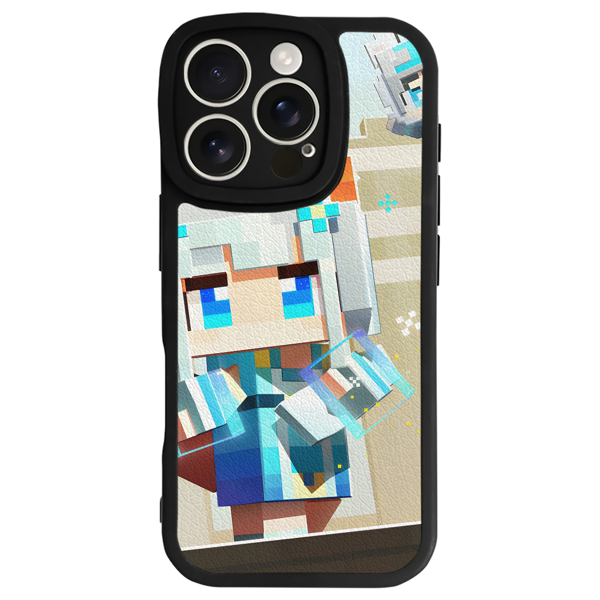 （画像用） マインクラフト ブロックの世界 Minecraft MC Block world 【iPhone 16シリーズ対応】シリコンスマホケース（レザー調） 材質：シリコン